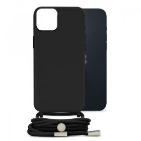 Mobilize Leather Bag Gsm - 28860 Mobilize Lanyard Gelly Lanyard Case For Apple Iphone 15 Plus Black