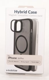 Mobilize Leather Bag Gsm - 81094 Mobilize Magsafe Compatible Hybrid Pro Case With Camera Stand Apple Iphone 16 Pro Black