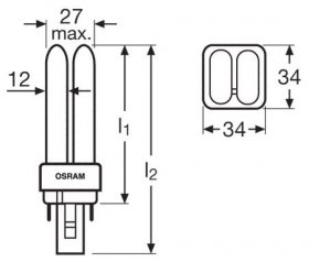 Osram G24d-1-socket Fluorescent Lamps - Compact Fluorescent Lamp, G24d-3, 26w