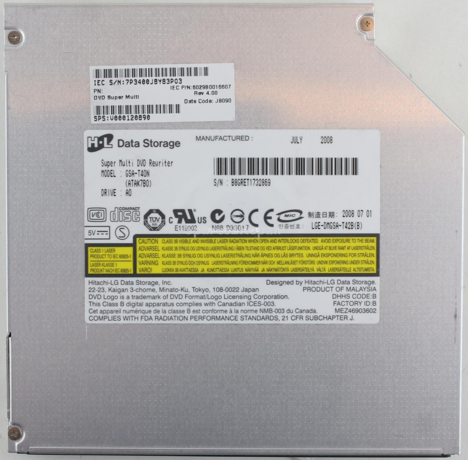 Hitachi-LG Data Storage - DVD-RW - GSA-T40N - MEZ46903602 - LGE-DMGSA-T42B(B) - PATA