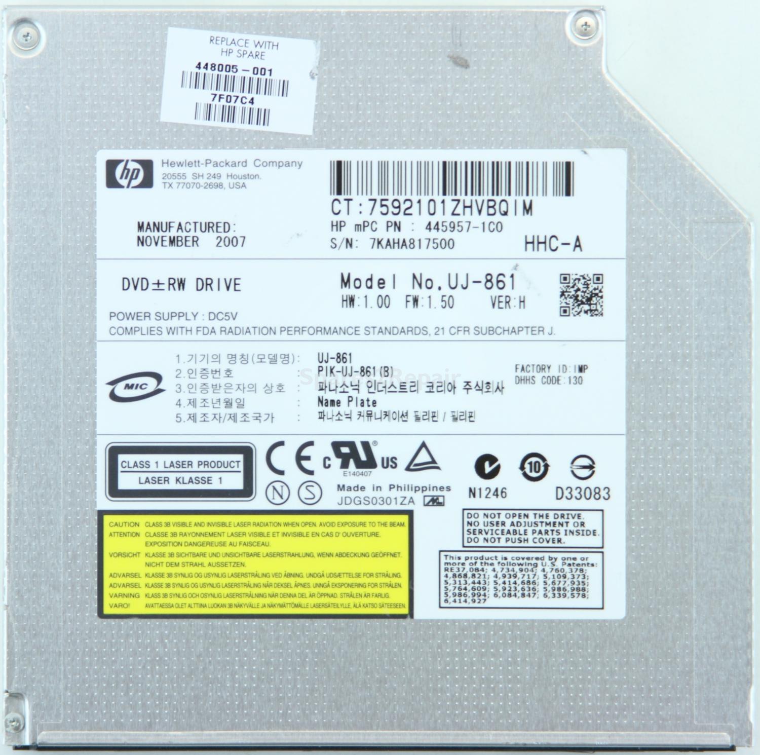 Hewlett Packard - DVD-RW - UJ-861 - 448005-001 - PATA