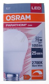 Osram E27 Led-emitter - Ac3112601zs Led lamp multi led, E27, 10,5w, 230 V - LEDPCLA75D 10,5W/827 230VFR