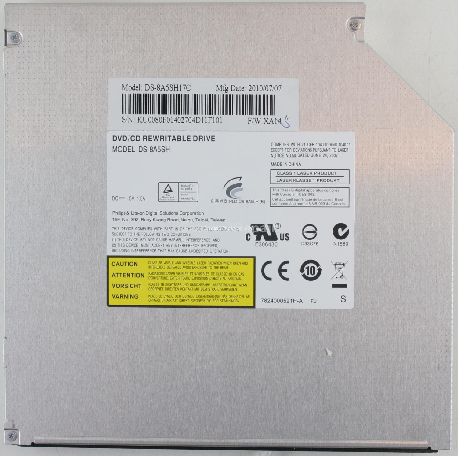 Philips and Lite-On - DVD-RW - DS-8A5SH - DS-8A5SH17C - PLD-DS-8A5LH(B) - SATA