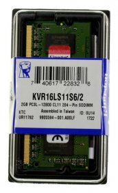 Kingston Notebook Memory - Valueram Soddr3l ram 2gb Pc3l 12800, Cl11 - KVR16LS11S6/2